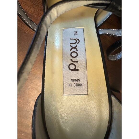 Proxy pointy toe black mary jane heels t-strap women's size 10 made in spain - Picture 2 of 5